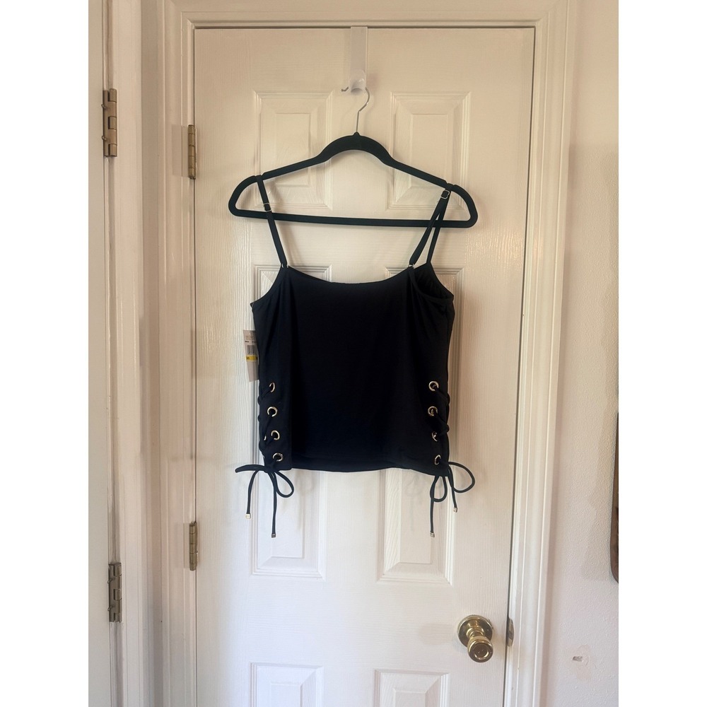 Michael Kors Womens Grommet Detail Tankini Top Black MM30322 New SMALL - Picture 5 of 5